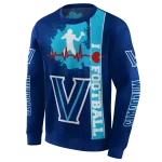 villanova wildcats football heartbeat navy hoodie best selling