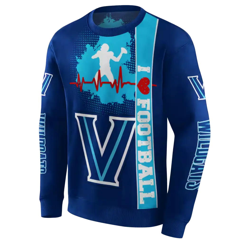 villanova wildcats football heartbeat navy hoodie new arrival villanova wildcats football heartbeat navy hoodie new arrival