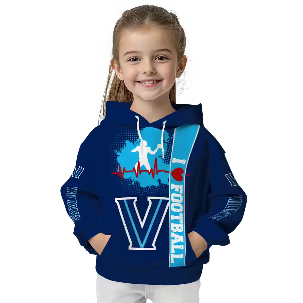 villanova wildcats football heartbeat navy hoodie top rated villanova wildcats football heartbeat navy hoodie top rated