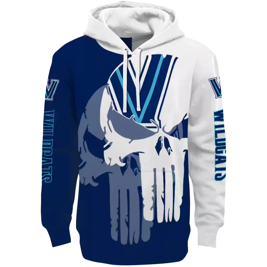 villanova wildcats graphic punisher navy white hoodie best selling villanova wildcats graphic punisher navy white hoodie best selling