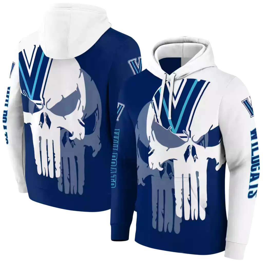 villanova wildcats graphic punisher navy white hoodie fashion forward villanova wildcats graphic punisher navy white hoodie fashion forward