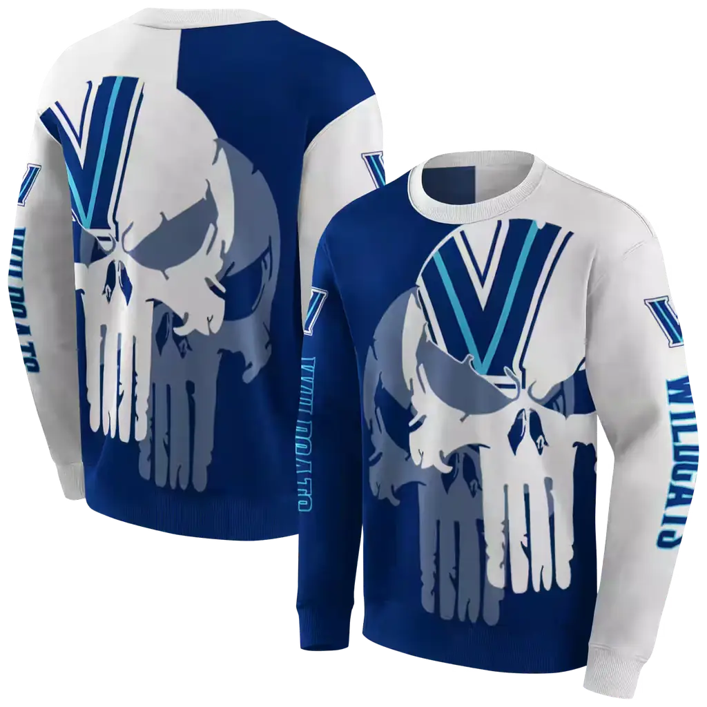 villanova wildcats graphic punisher navy white hoodie premium grade villanova wildcats graphic punisher navy white hoodie premium grade