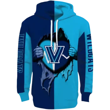 villanova wildcats heartbeat graphic navy hoodie best selling