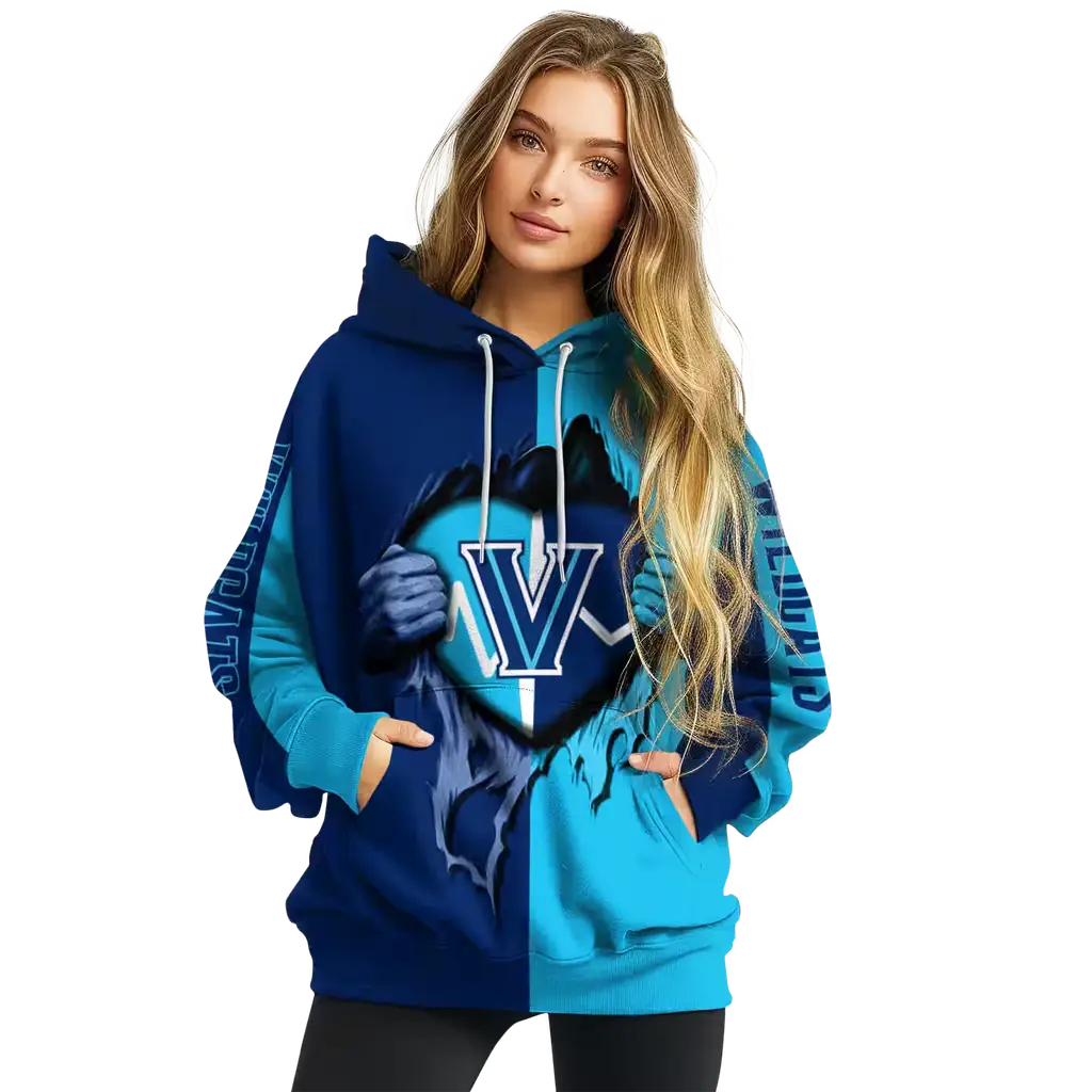 villanova wildcats heartbeat graphic navy hoodie high quality villanova wildcats heartbeat graphic navy hoodie high quality