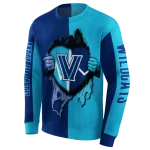 villanova wildcats heartbeat graphic navy hoodie best selling