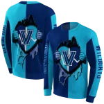 villanova wildcats heartbeat graphic navy hoodie best selling