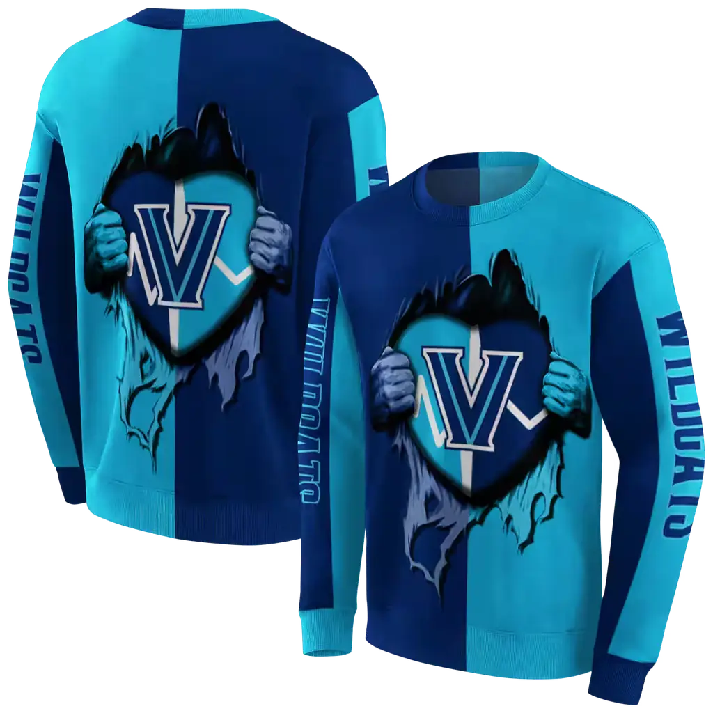 villanova wildcats heartbeat graphic navy hoodie premium grade villanova wildcats heartbeat graphic navy hoodie premium grade