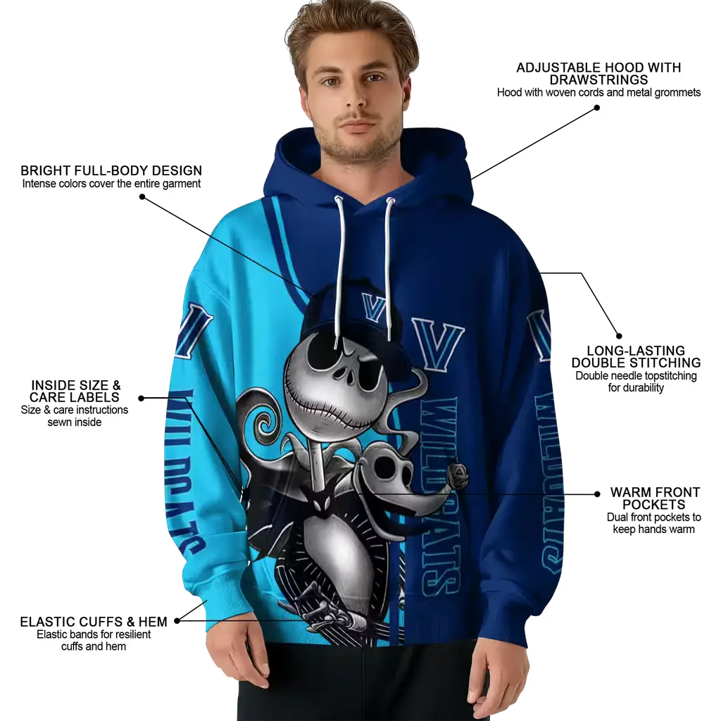 villanova wildcats jack skellington navy hoodie latest model villanova wildcats jack skellington navy hoodie latest model