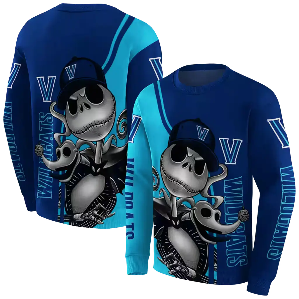 villanova wildcats jack skellington navy hoodie premium grade villanova wildcats jack skellington navy hoodie premium grade