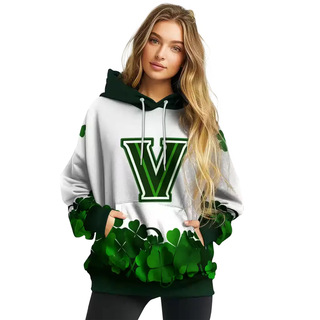 villanova wildcats lucky motif white green hoodie high quality villanova wildcats lucky motif white green hoodie high quality