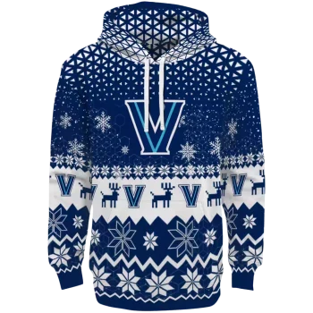 villanova wildcats reindeer motif navy hoodie best selling