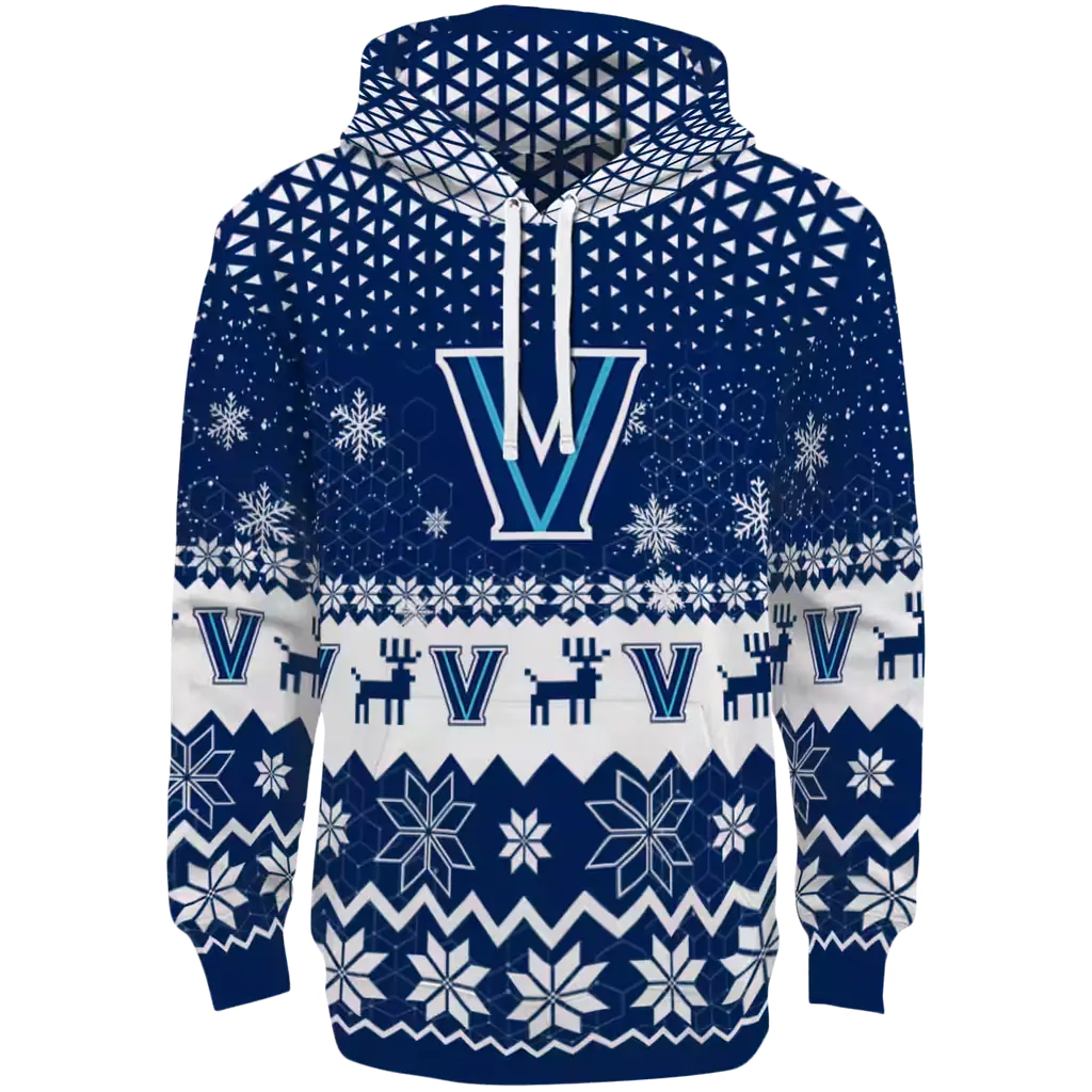 villanova wildcats reindeer motif navy hoodie best selling villanova wildcats reindeer motif navy hoodie best selling