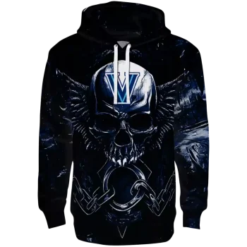 villanova wildcats skull artwork navy black hoodie best selling