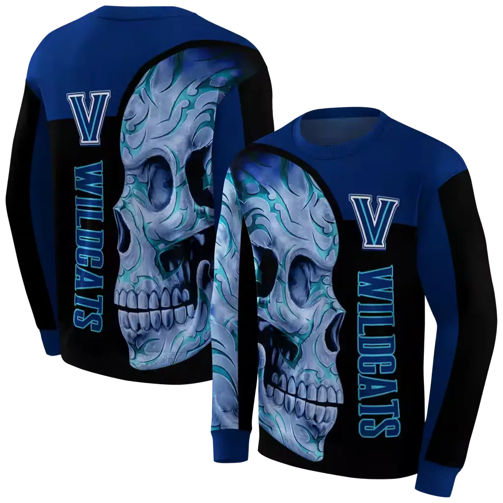 villanova wildcats skull motif navy black hoodie premium grade villanova wildcats skull motif navy black hoodie premium grade