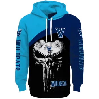 villanova wildcats skull punisher light blue black hoodie best selling