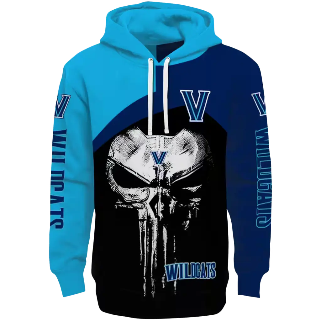 villanova wildcats skull punisher light blue black hoodie best selling villanova wildcats skull punisher light blue black hoodie best selling