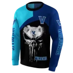 villanova wildcats skull punisher light blue black hoodie best selling