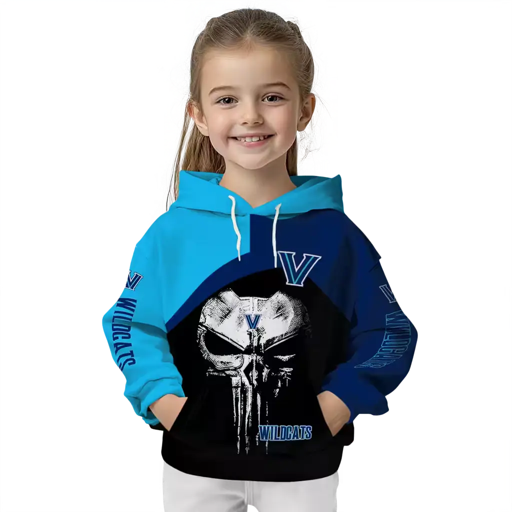 villanova wildcats skull punisher light blue black hoodie top rated villanova wildcats skull punisher light blue black hoodie top rated