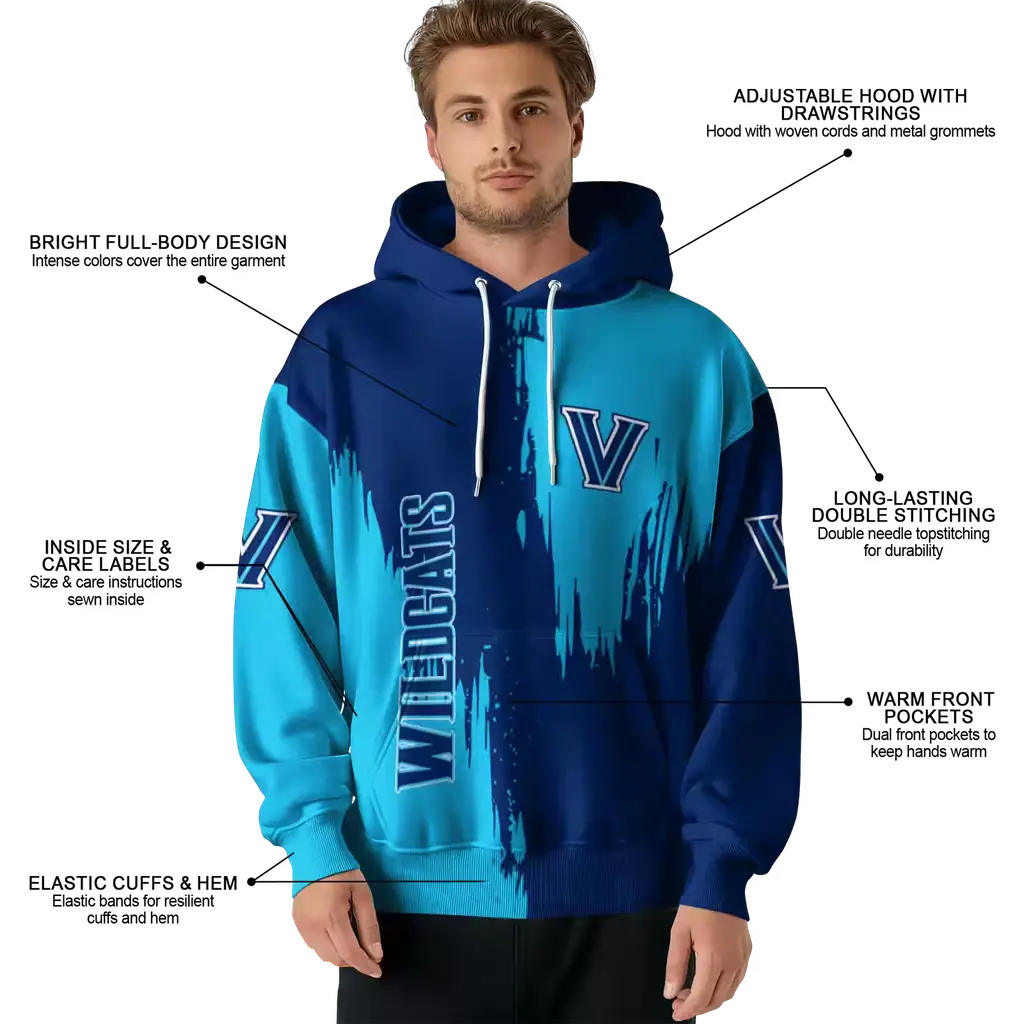 villanova wildcats splatter effect navy hoodie latest model villanova wildcats splatter effect navy hoodie latest model