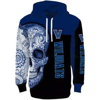 villanova wildcats sugar skull navy black hoodie best selling