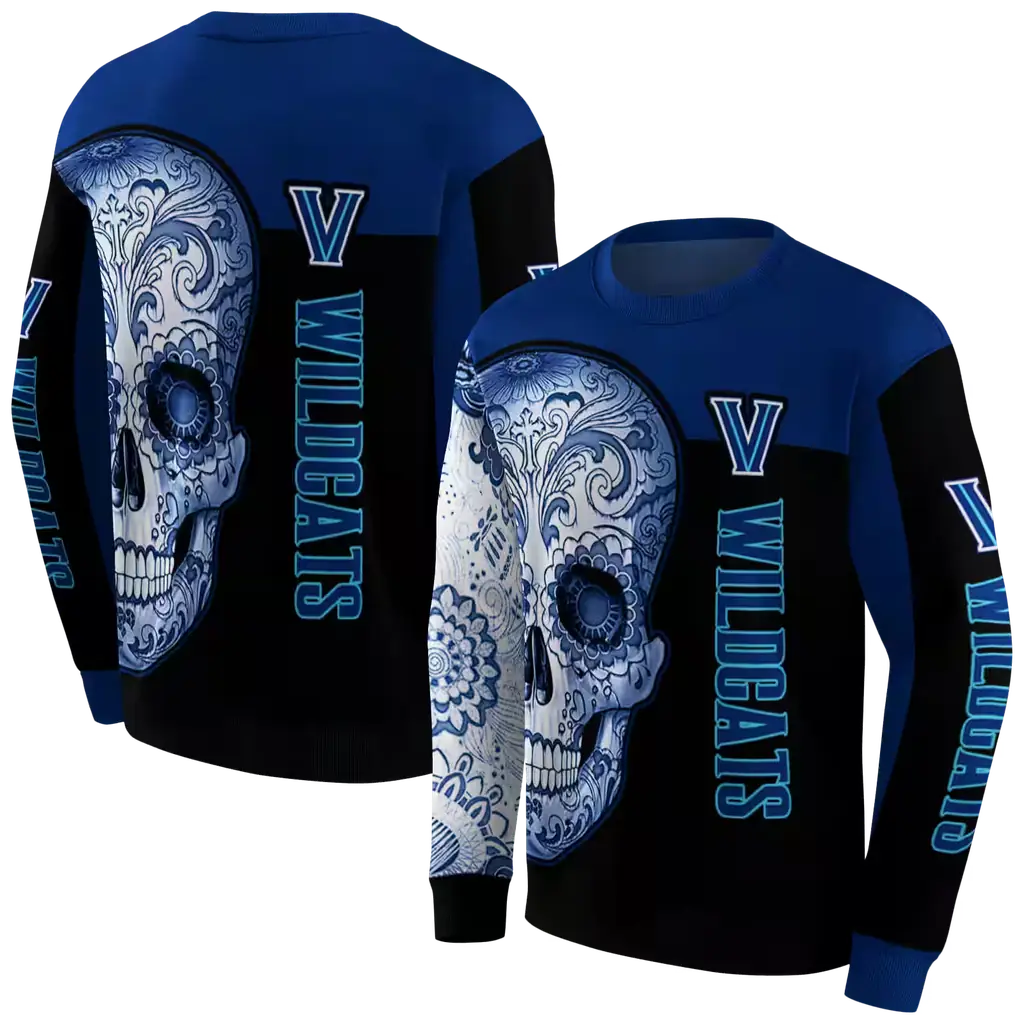 villanova wildcats sugar skull navy black hoodie premium grade villanova wildcats sugar skull navy black hoodie premium grade