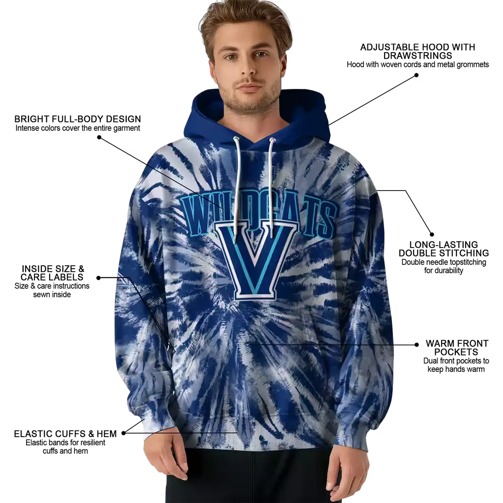 villanova wildcats tie dye pattern navy hoodie latest model villanova wildcats tie dye pattern navy hoodie latest model