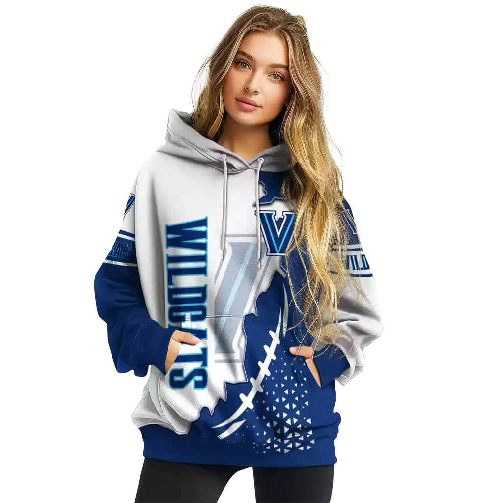 villanova wildcats triangular pattern navy white hoodie high quality villanova wildcats triangular pattern navy white hoodie high quality