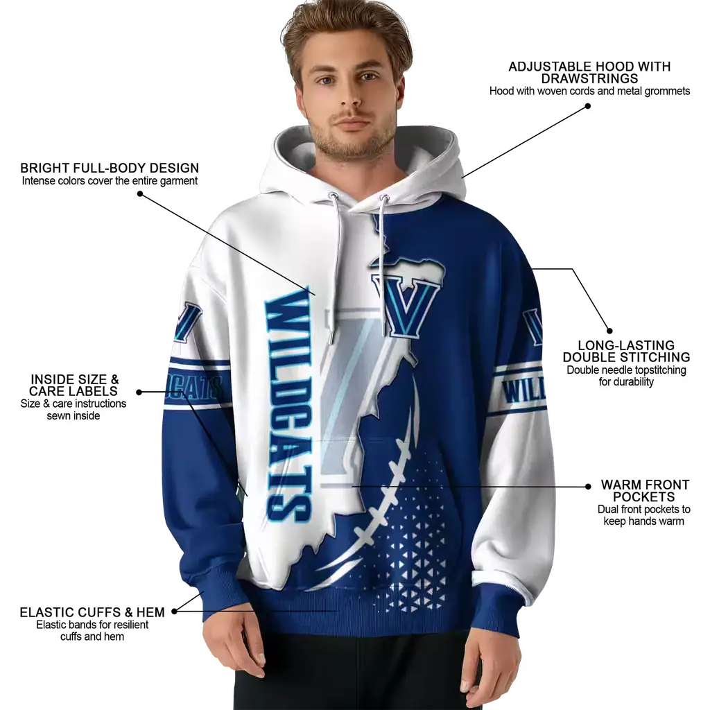 villanova wildcats triangular pattern navy white hoodie latest model villanova wildcats triangular pattern navy white hoodie latest model
