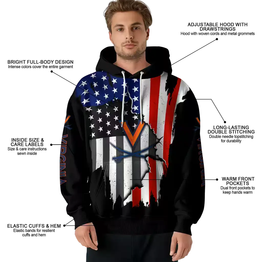 virginia cavaliers american pride black hoodie latest model virginia cavaliers american pride black hoodie latest model