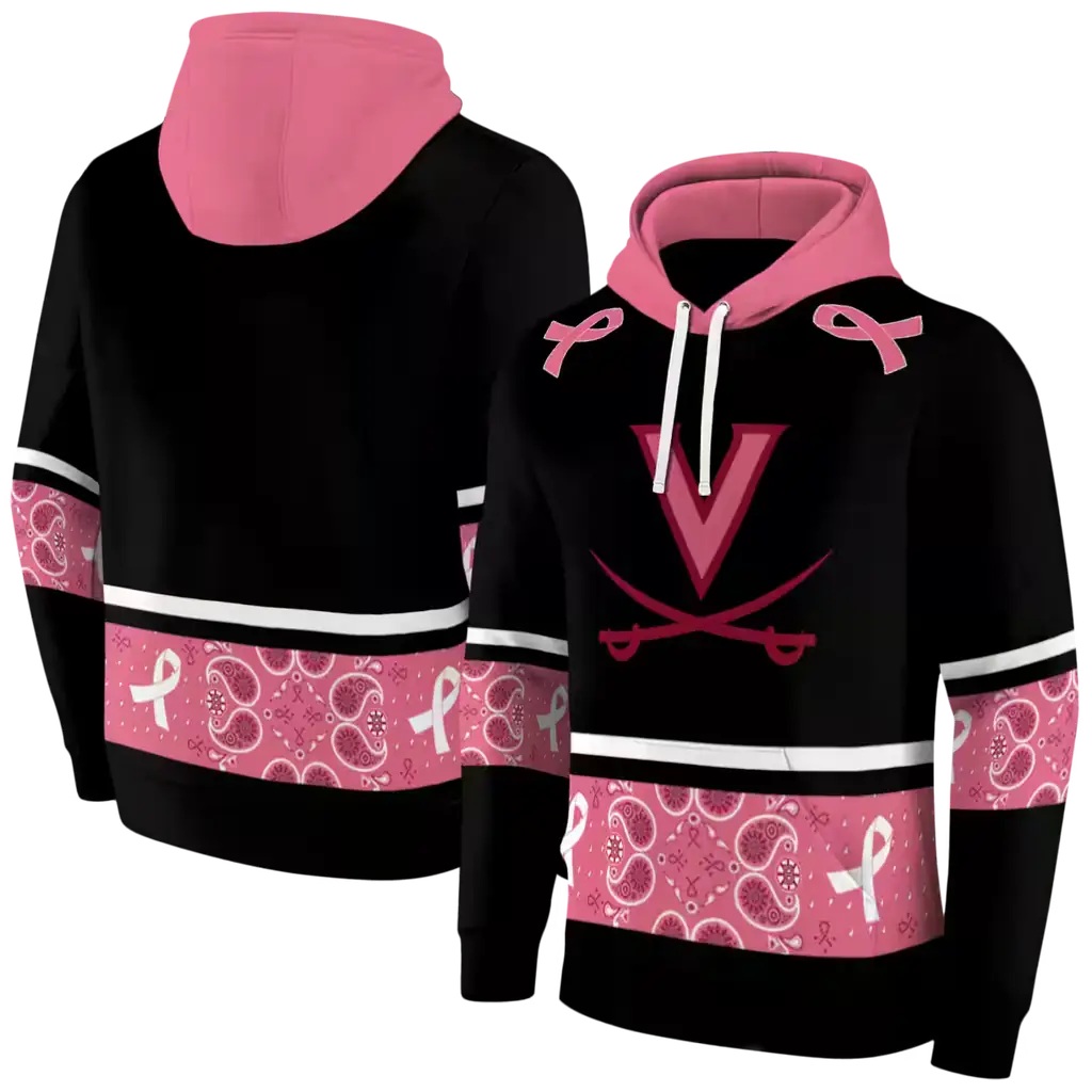 virginia cavaliers awareness ribbon black pink hoodie fashion forward virginia cavaliers awareness ribbon black pink hoodie fashion forward
