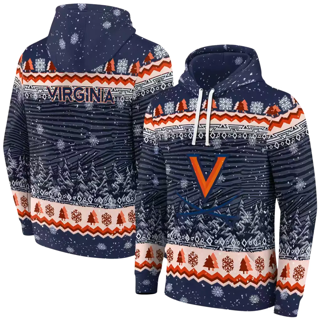 virginia cavaliers christmas trees blue hoodie fashion forward virginia cavaliers christmas trees blue hoodie fashion forward
