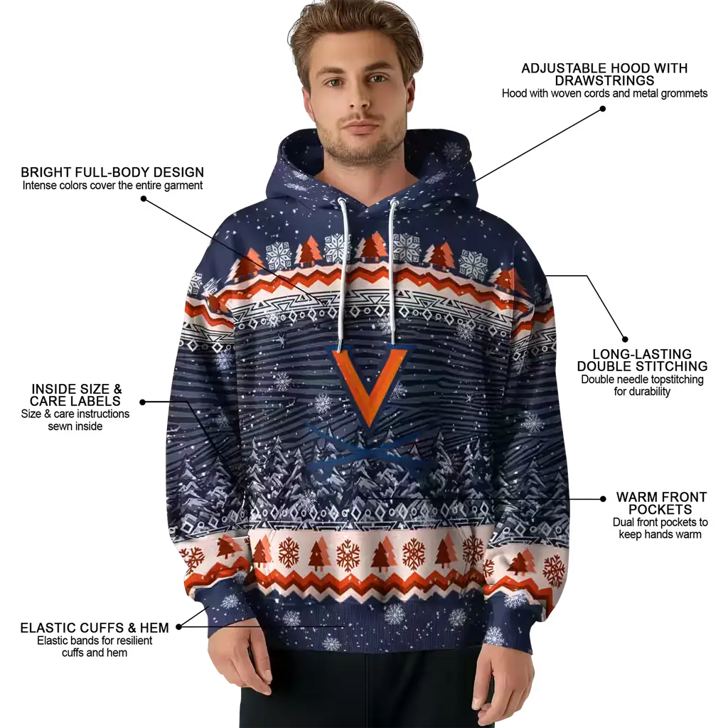 virginia cavaliers christmas trees blue hoodie latest model virginia cavaliers christmas trees blue hoodie latest model