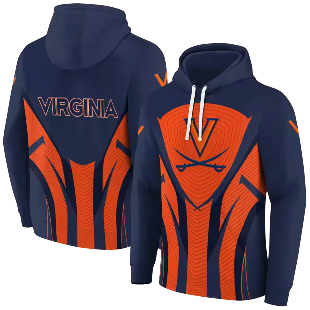 virginia cavaliers concentric lines blue black hoodie fashion forward virginia cavaliers concentric lines blue black hoodie fashion forward
