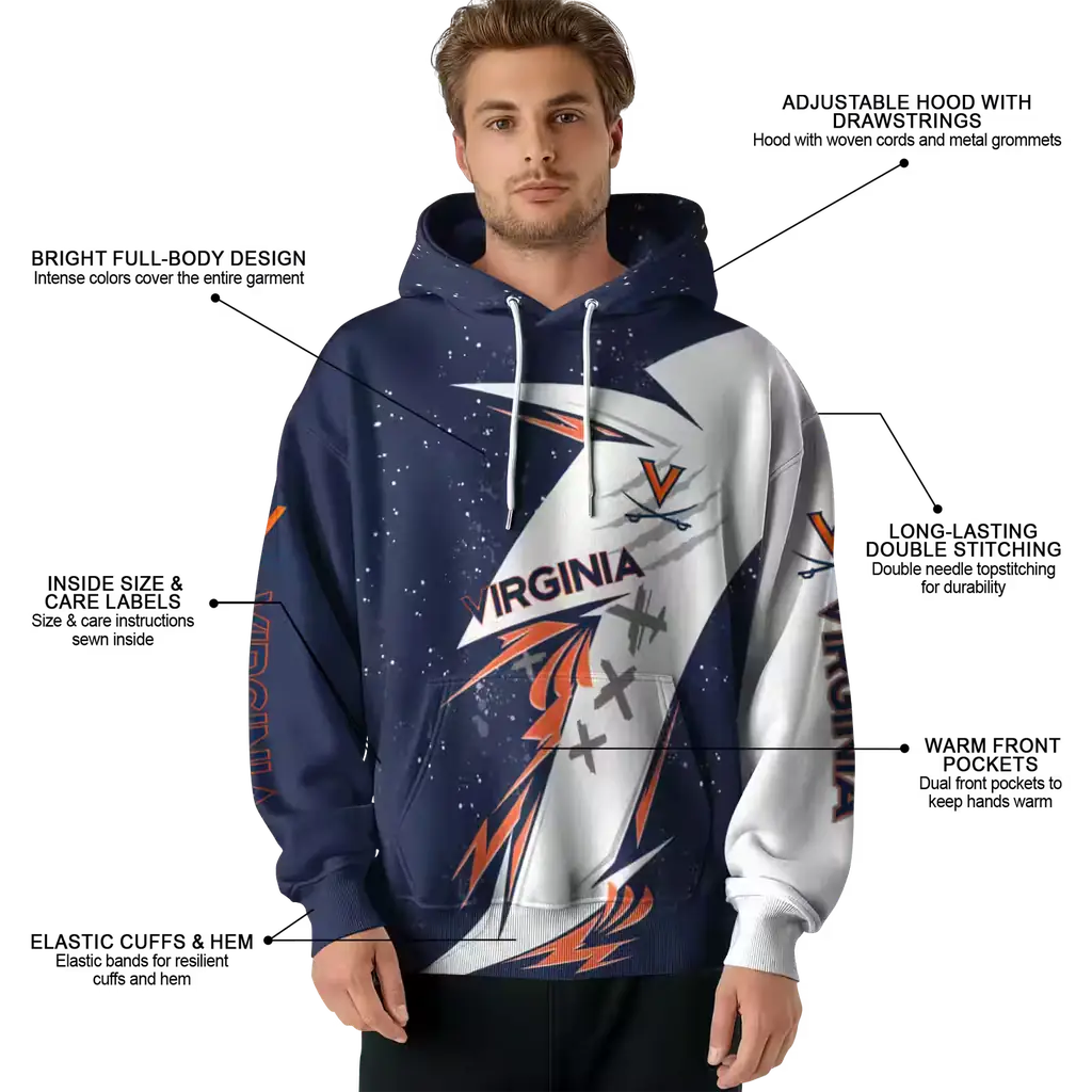 virginia cavaliers dynamic slash blue white hoodie latest model virginia cavaliers dynamic slash blue white hoodie latest model