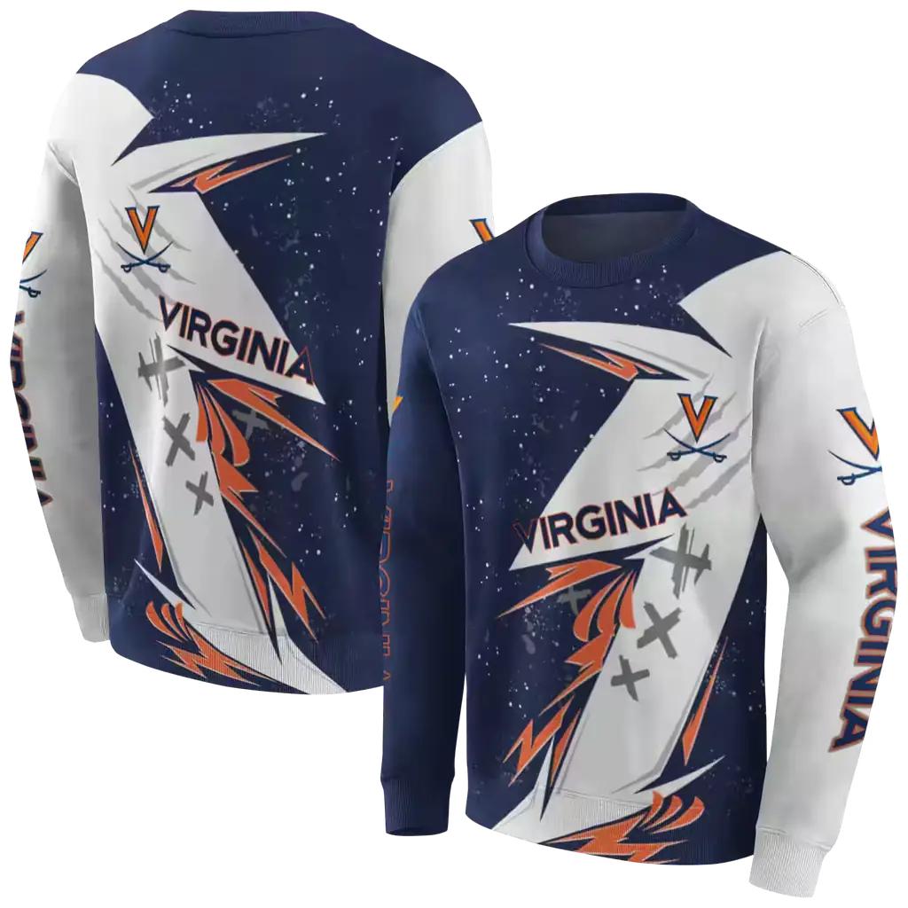 virginia cavaliers dynamic slash blue white hoodie premium grade virginia cavaliers dynamic slash blue white hoodie premium grade