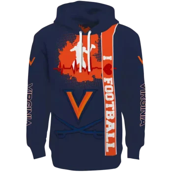 virginia cavaliers football heartbeat blue hoodie best selling