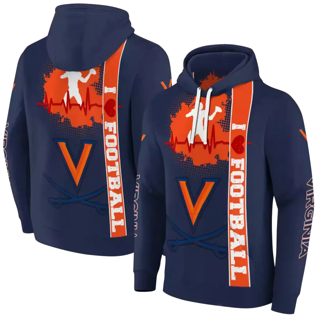 virginia cavaliers football heartbeat blue hoodie fashion forward virginia cavaliers football heartbeat blue hoodie fashion forward