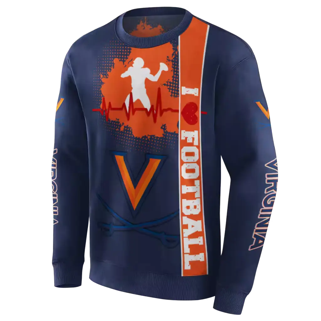 virginia cavaliers football heartbeat blue hoodie new arrival virginia cavaliers football heartbeat blue hoodie new arrival