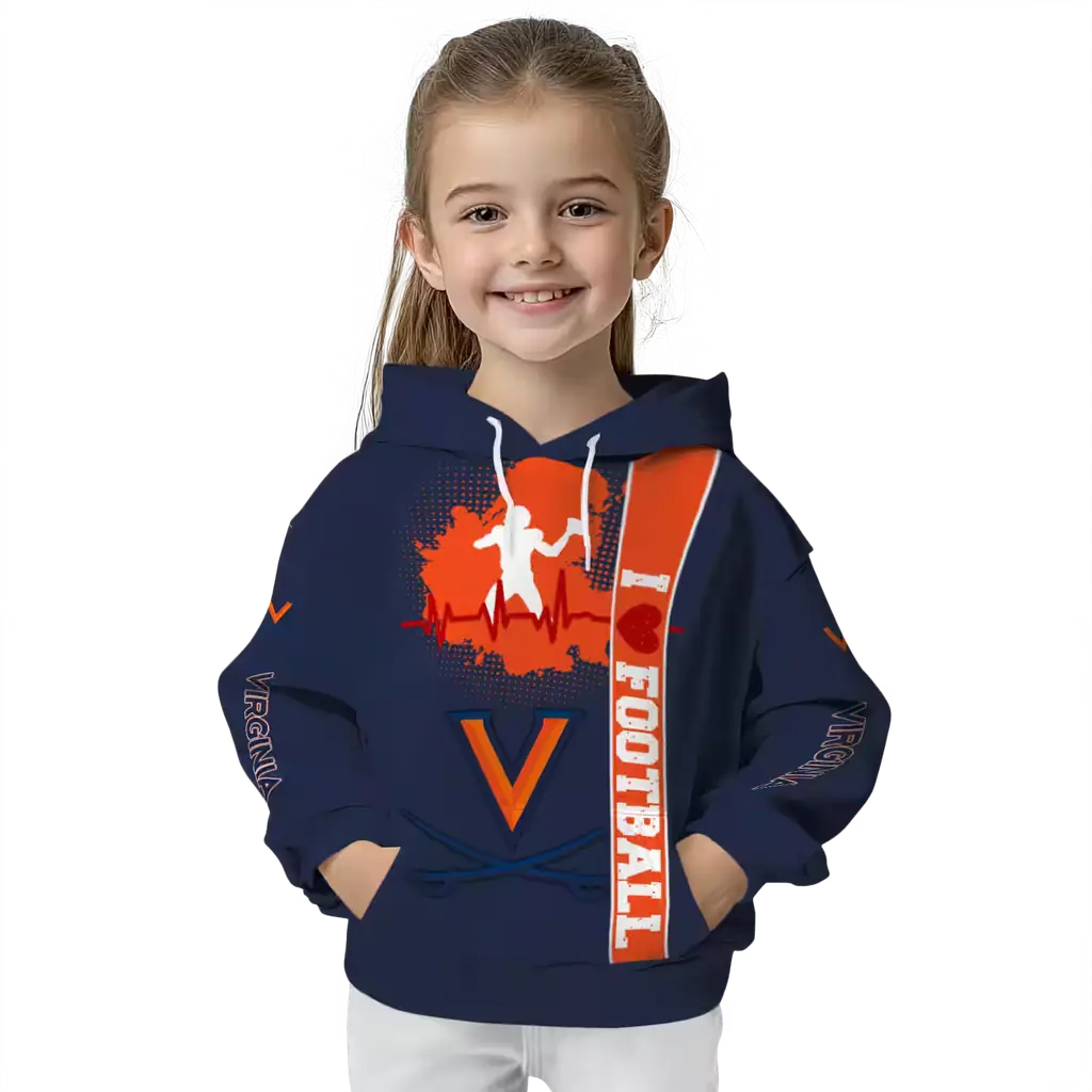 virginia cavaliers football heartbeat blue hoodie top rated virginia cavaliers football heartbeat blue hoodie top rated