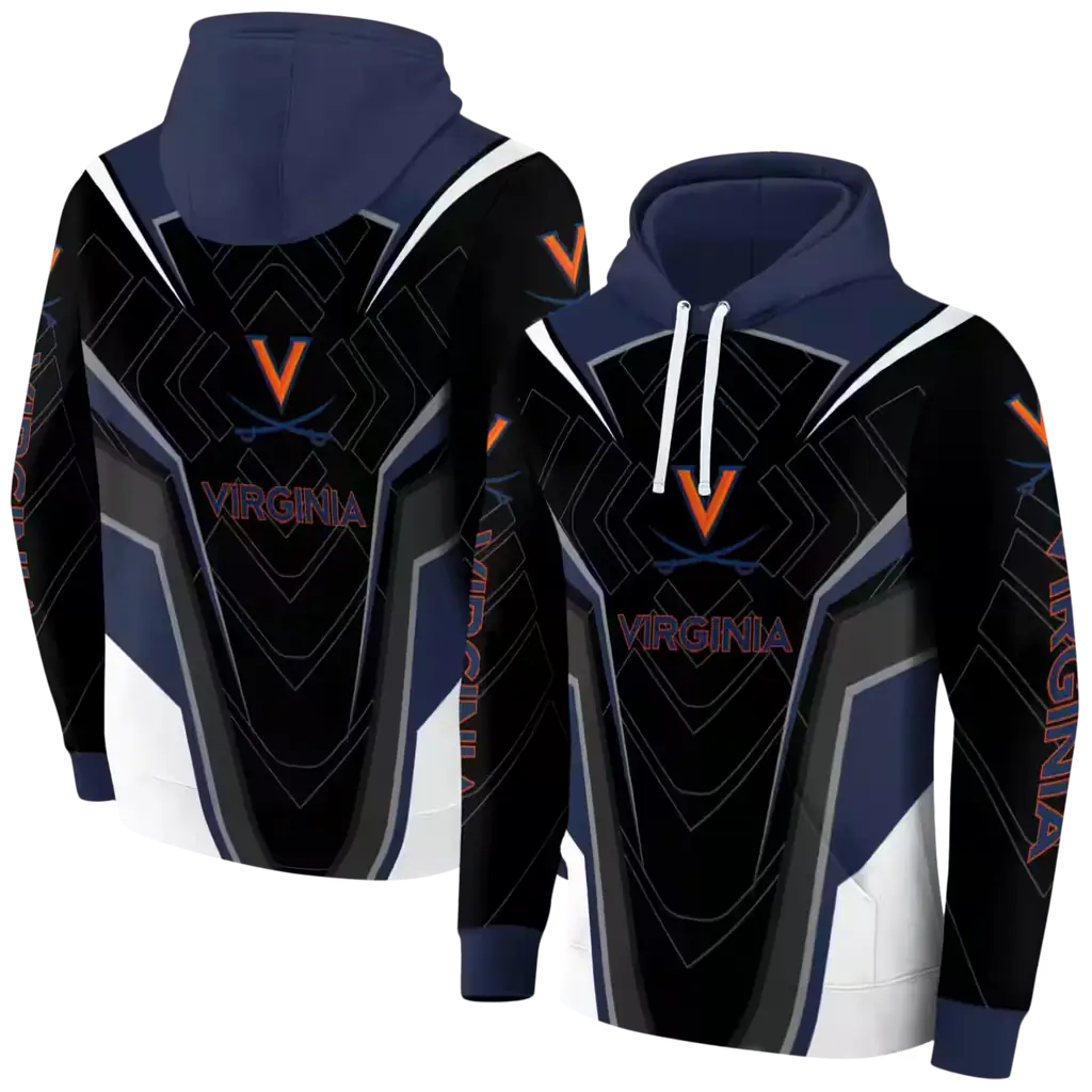 virginia cavaliers futuristic pattern blue black hoodie fashion forward virginia cavaliers futuristic pattern blue black hoodie fashion forward