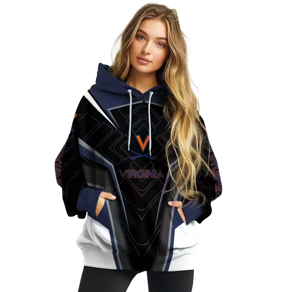 virginia cavaliers futuristic pattern blue black hoodie high quality virginia cavaliers futuristic pattern blue black hoodie high quality
