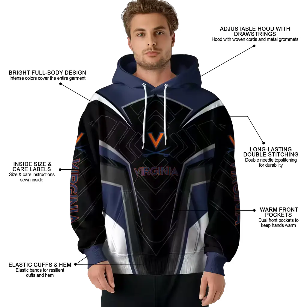 virginia cavaliers futuristic pattern blue black hoodie latest model virginia cavaliers futuristic pattern blue black hoodie latest model