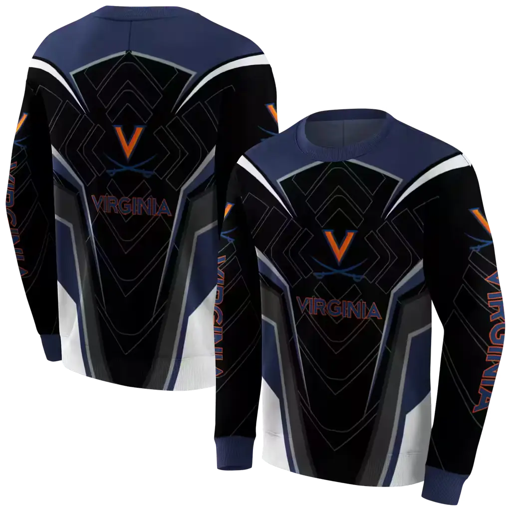virginia cavaliers futuristic pattern blue black hoodie premium grade virginia cavaliers futuristic pattern blue black hoodie premium grade