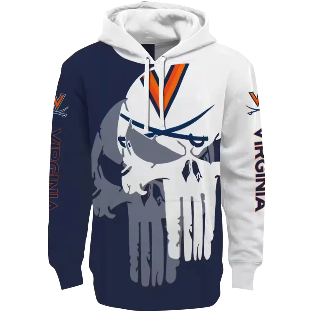 virginia cavaliers graphic punisher blue white hoodie best selling virginia cavaliers graphic punisher blue white hoodie best selling