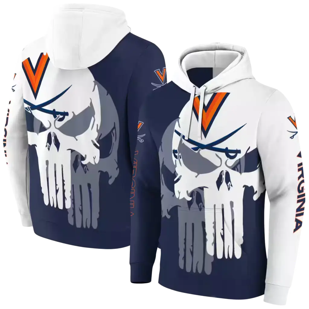 virginia cavaliers graphic punisher blue white hoodie fashion forward virginia cavaliers graphic punisher blue white hoodie fashion forward