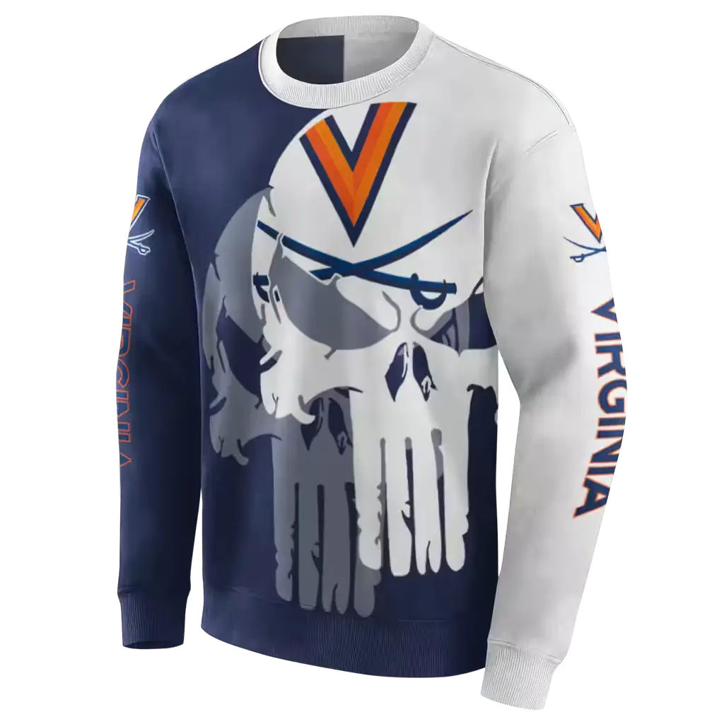 virginia cavaliers graphic punisher blue white hoodie new arrival virginia cavaliers graphic punisher blue white hoodie new arrival