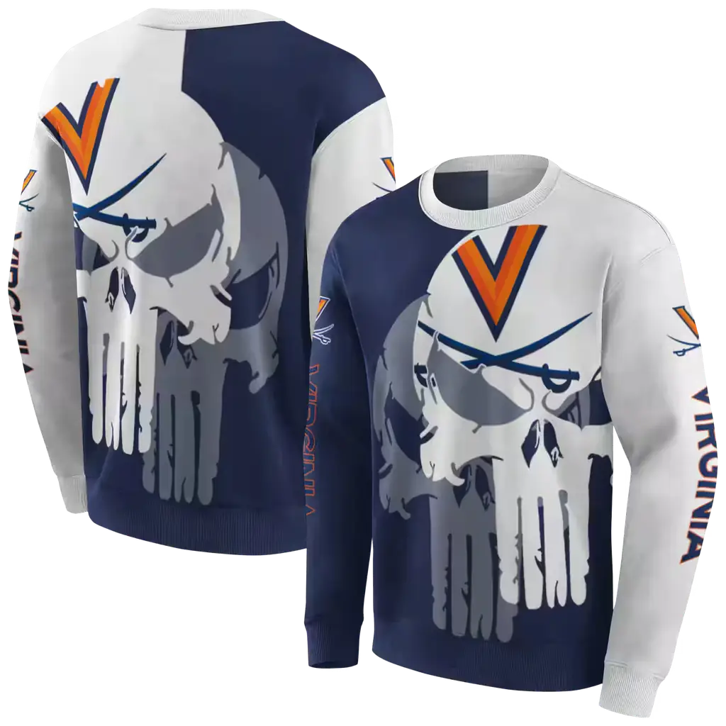 virginia cavaliers graphic punisher blue white hoodie premium grade virginia cavaliers graphic punisher blue white hoodie premium grade