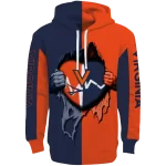 virginia cavaliers heartbeat graphic blue hoodie best selling