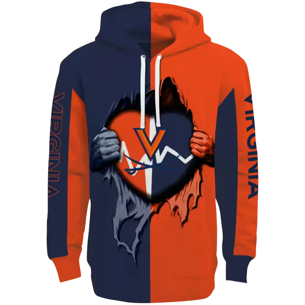virginia cavaliers heartbeat graphic blue hoodie best selling virginia cavaliers heartbeat graphic blue hoodie best selling