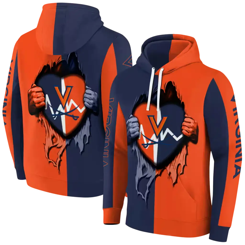 virginia cavaliers heartbeat graphic blue hoodie fashion forward virginia cavaliers heartbeat graphic blue hoodie fashion forward